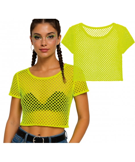T-shirt resille jaune fluo
