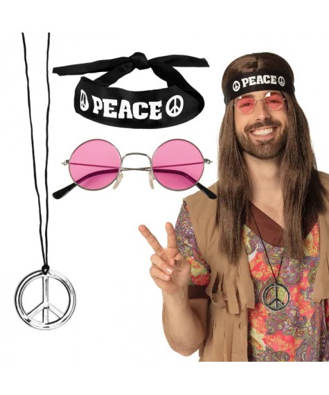 Set hippie-bandeau peace