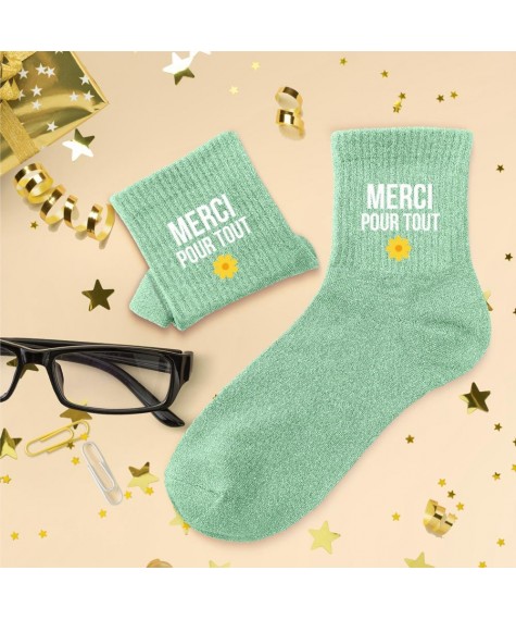 Chaussettes paillettes merci pour tout
