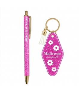 Porte-cles et stylo maitresse parfaite
