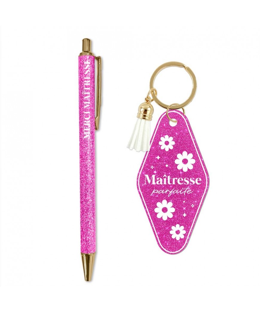 Porte-cles et stylo maitresse parfaite