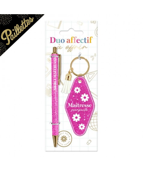 Porte-cles et stylo maitresse parfaite
