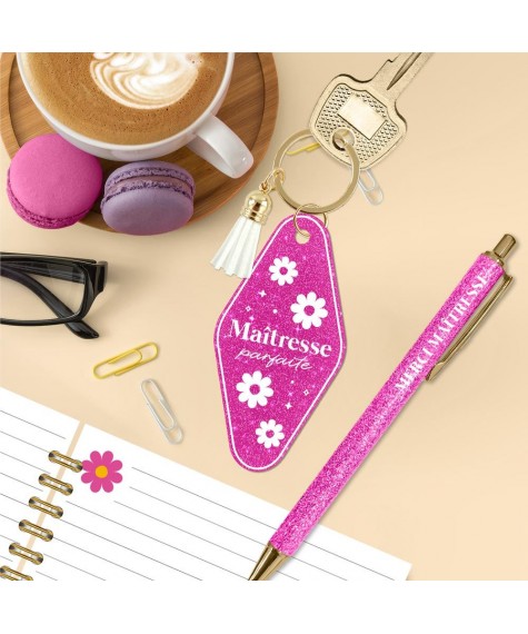 Porte-cles et stylo maitresse parfaite