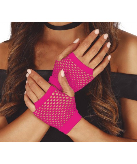 Gants en résille fuscia fluo