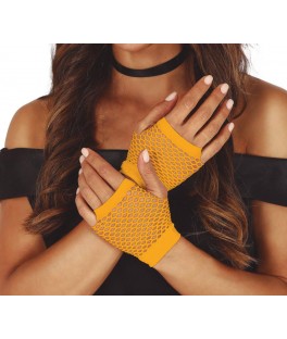 Gants en résille orange fluo