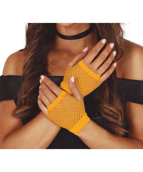 Gants en résille orange fluo