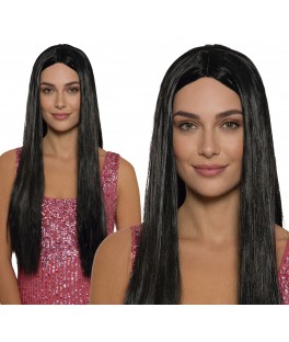 Perruque cheveux longs noirs