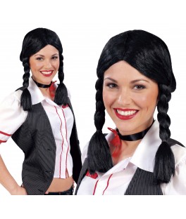 Perruque avec tresses noire