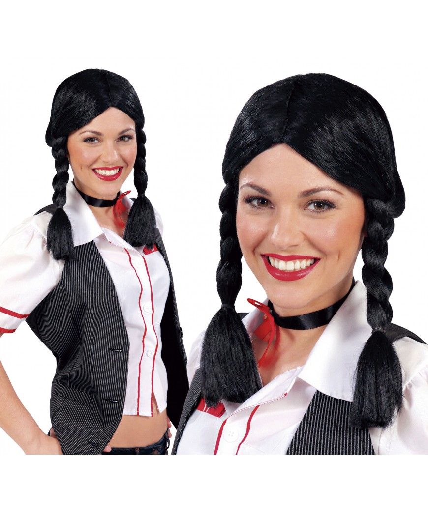 Perruque avec tresses noire
