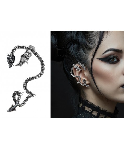 Boucle d'oreille dragon metal