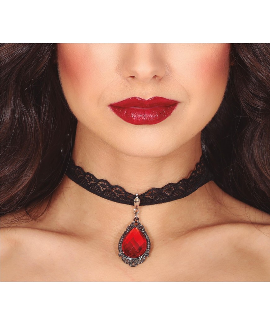 Collier ras du cou avec rubis
