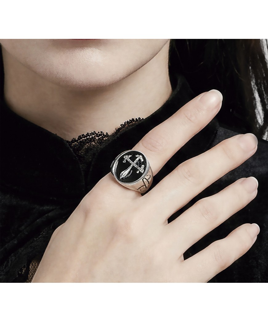 Bague croix metallique