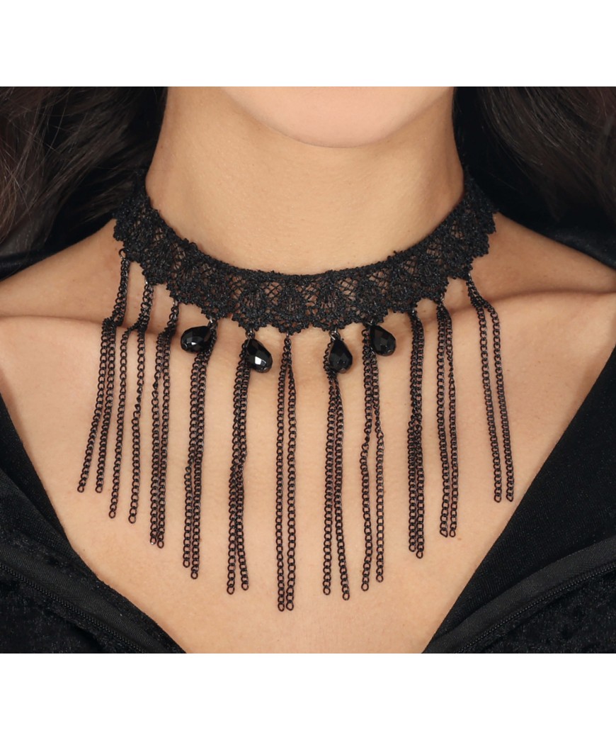 Collier avec chaînes noir