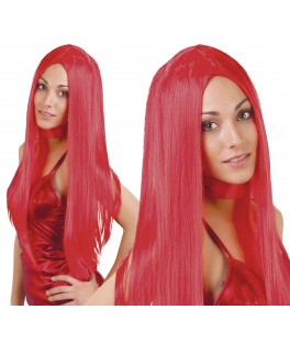 Perruque cheveux longs rouge