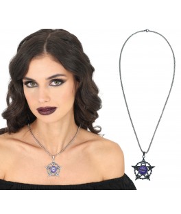 Collier œil demon violet metal