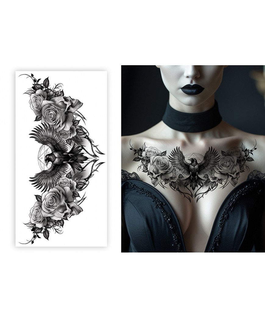 Tatouage pour cou corbeau
