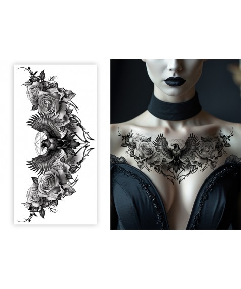 Tatouage pour cou corbeau
