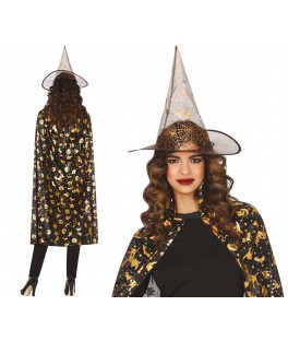 Set chapeau et cape de sorcière  110 cms