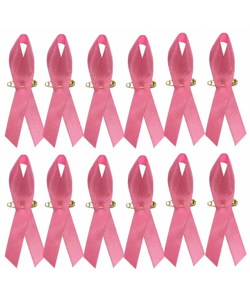 12 rubans Octobre rose epingle