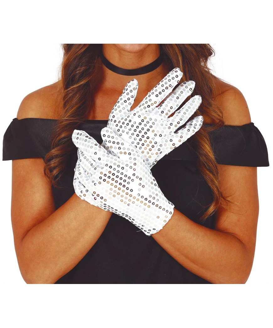 Gants a sequins blancs