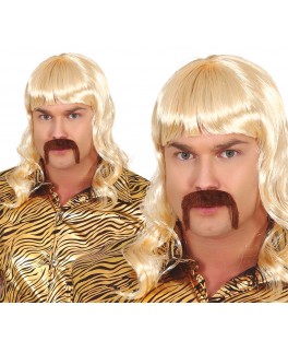 Perruque longue homme avec moustache