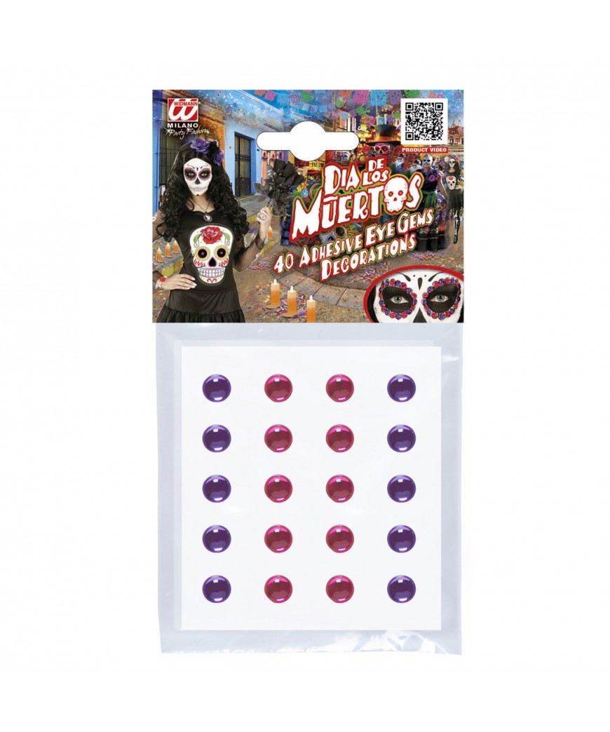 Gemmes adhesifs violet/rose x4