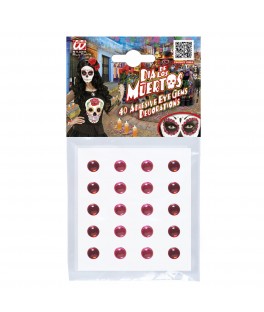 Gemmes adhesifs rouge/rose x40