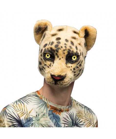 Demi masque peluche leopard