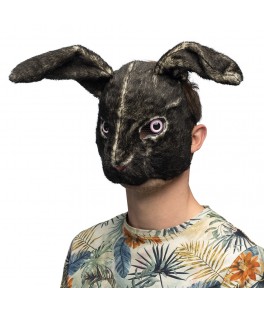 Demi masque peluche lapin noir