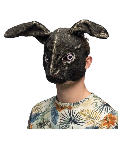 Demi masque peluche lapin noir
