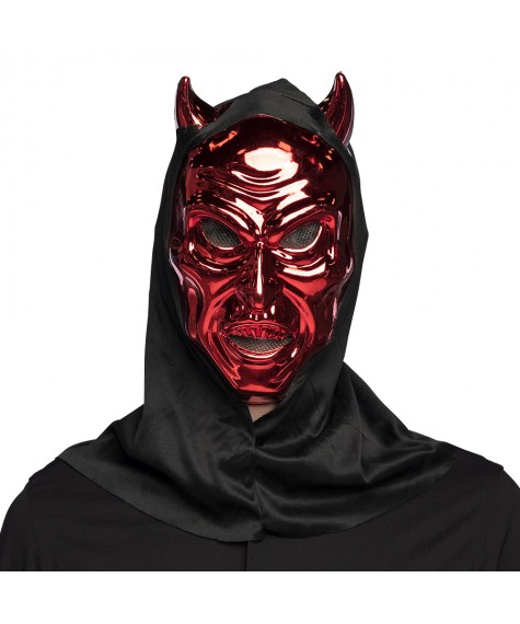 Masque diable rouge avec capuche
