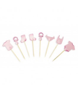 3 Cake Toppers Baby Pink